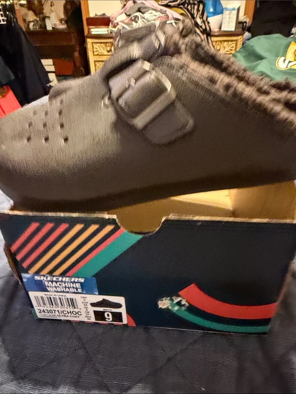 Skechers Kids Brown Faux-Fur Lined Clog Slippers with Buckle